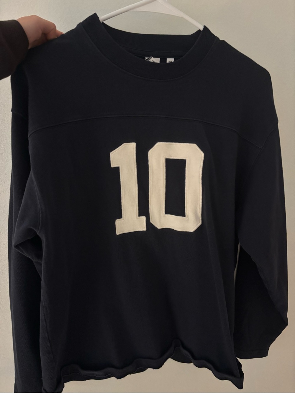 Aritzia Navy Crewneck Sweater with White '10' Appliqué